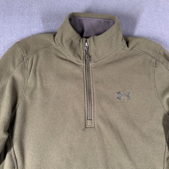 Under Armour Mens Medium Green Zephyr Fleece Long Sleeve Solid 1/4 Zip T-shirt - Picture 5 of 12